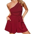 thumbnail image 1 of cfhntfmh Wide Leg Jumpsuit for Women off Shoulder Sleeveless Belt Loose Dressy Shorts Rompers with Pocket, 1 of 7