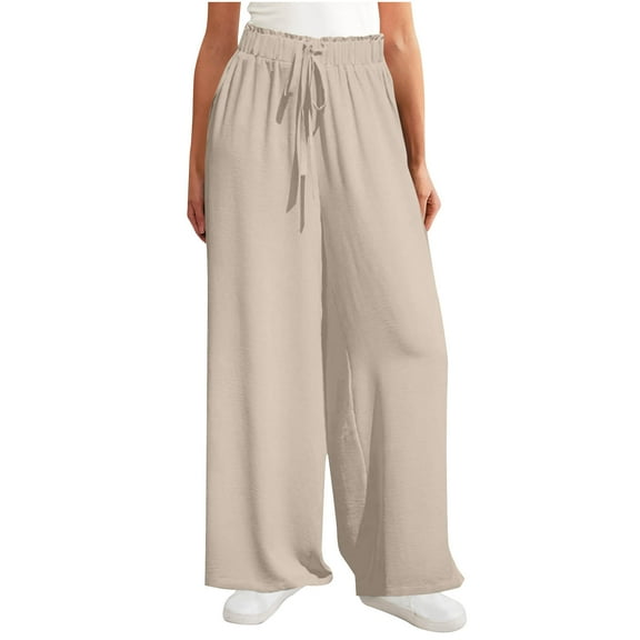 cfhntfmh Wide Leg Pants Women High Waist Palazzo Trouser with Pockets Business Casual Outfits Loose Baggy Pant