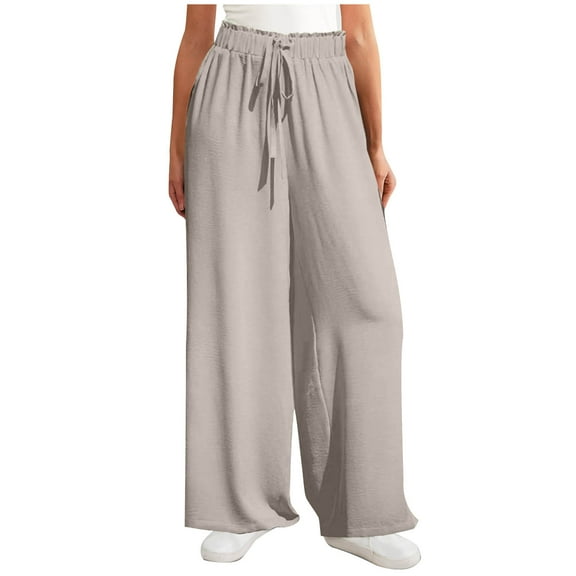 cfhntfmh Wide Leg Pants Women High Waist Palazzo Trouser with Pockets Business Casual Outfits Loose Baggy Pant