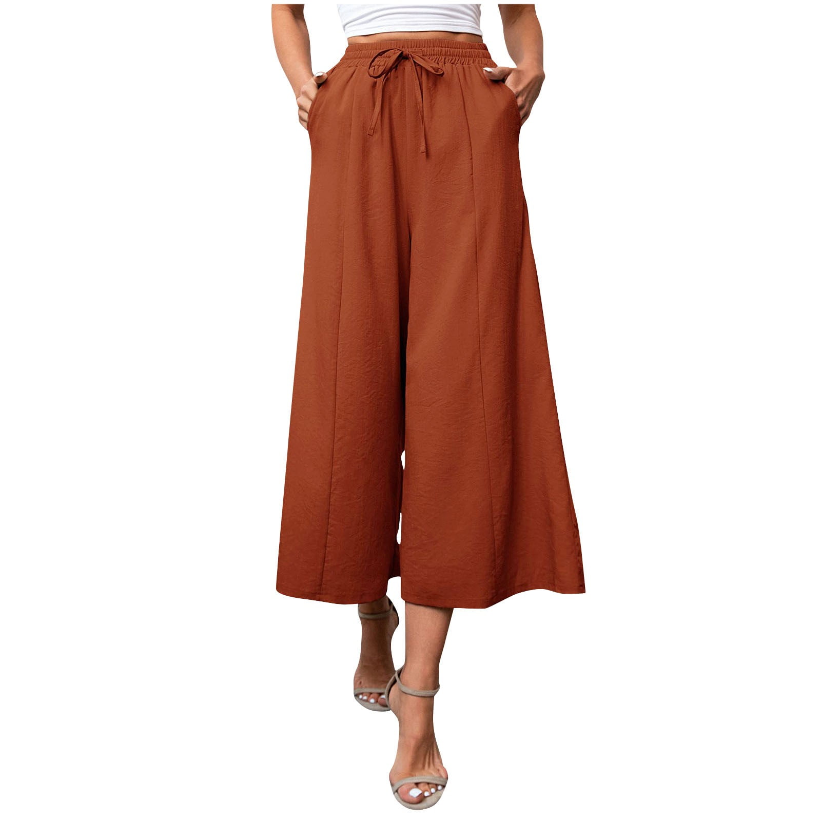 cfhntfmh Wide Leg Pants for Women Flowy High Elastic Waist