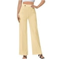 thumbnail image 1 of cfhntfmh Wide Leg Pants for Women High Elastic Waisted Business Work Trousers Formal Straight Leg Pleated Suit Pants, 1 of 7