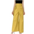 thumbnail image 1 of cfhntfmh Wide Leg Pants for Women Trendy High Waist Cotton Linen Wrap Pants Lounge Side Knot Flowy Palazzo Pants, 1 of 7