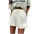 thumbnail image 1 of cfhntfmh Wide Leg Shorts for Women Casual Knit High Elastic Waist Loungewear Summer Baggy Pocketed Shorts, 1 of 5