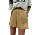 thumbnail image 1 of cfhntfmh Wide Leg Shorts for Women Casual Knit High Elastic Waist Loungewear Summer Baggy Pocketed Shorts, 1 of 5