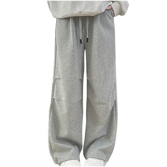 cfhntfmh Wide Leg Sweatpants for Women Comfy Fleece High Elastic Waisted Pants Lounge Trousers with Pockets