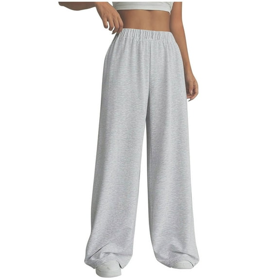 cfhntfmh Wide Leg Sweatpants for Womens Fall Fashion Outfits with Pockets Casual Stretchy Workout Pants with Pockets