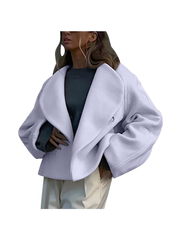 Winter Cardigan for Women Wool Soft Collared Long Sleeve Front Open Oversized Jackets Blend Warm Dressy Casual Coats