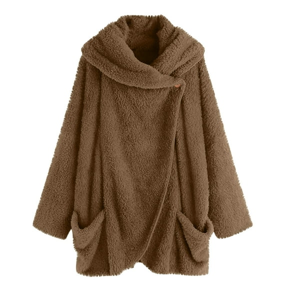 cfhntfmh Winter Coats for Women Plush Fleece Sherpa Lined Sweatshirt Fashion Plus Size Pullover Hooded Sweatshirt Clothes