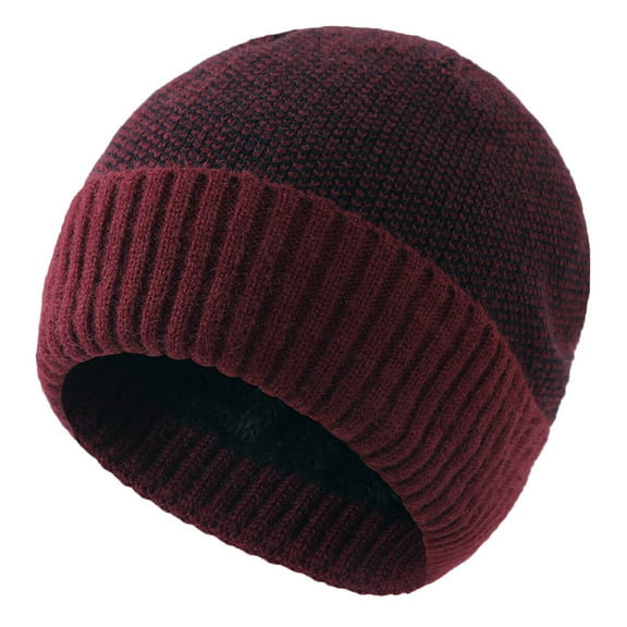 cfhntfmh Winter Hats for Men Women Warm Cuffed Fleece Lined No Brim Beanie Hats Comfy Color Block Knitted Cap