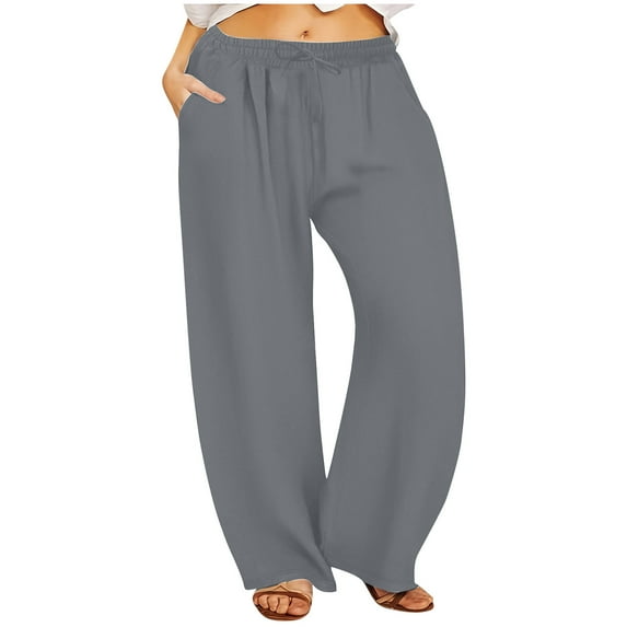 cfhntfmh Winter Pants for Women Warm Fleece High Waisted Plus Size Pants Loose Casual Wide Leg Pants with Pockets