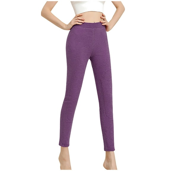 cfhntfmh Winter Pants for Women Warm High Waisted Thermal Underwear Plus Size Slim Stretch Solid Color Base Layer Bottoms