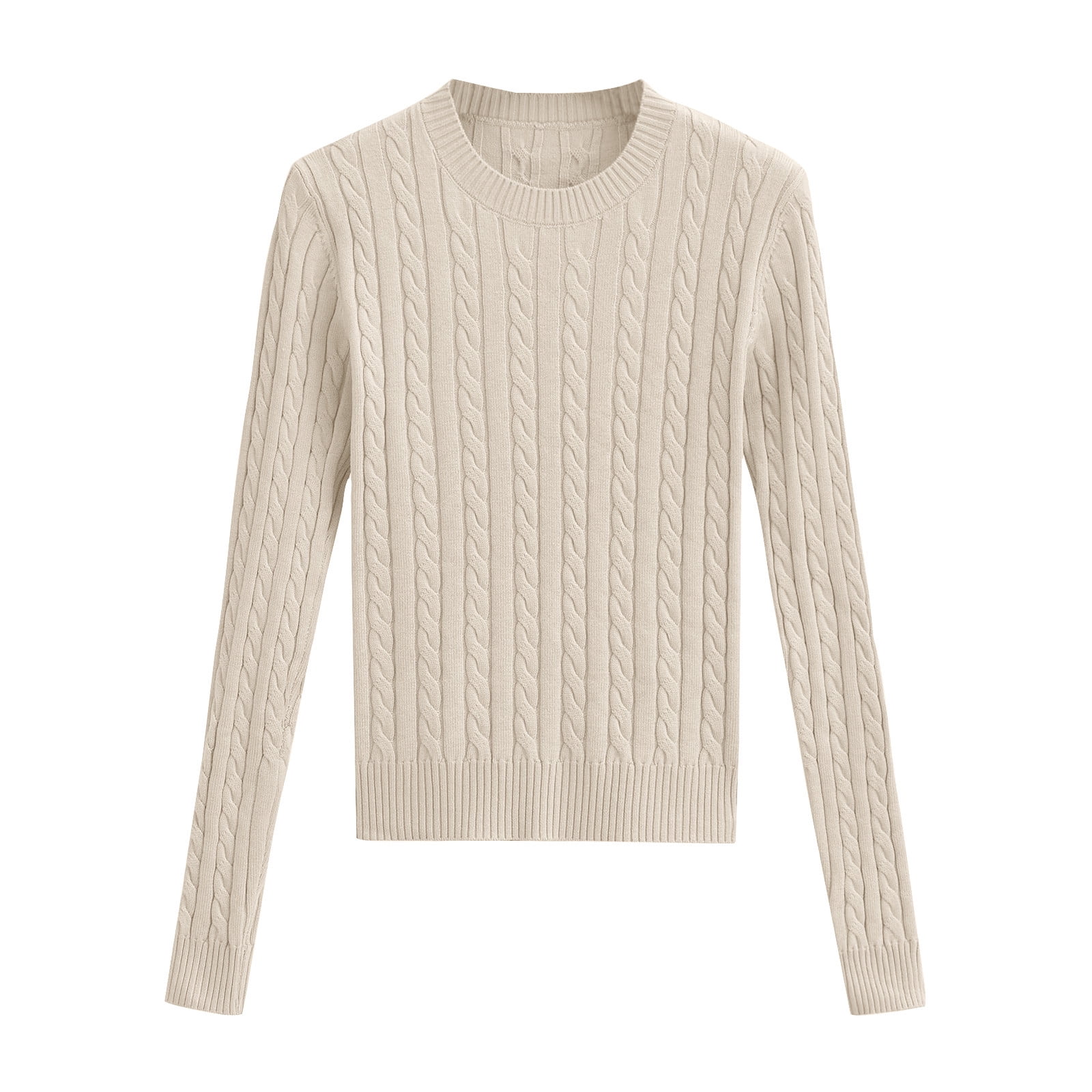 Warm Women's Crew Neck Winter Sweater with Puffy Sleeves main image 1