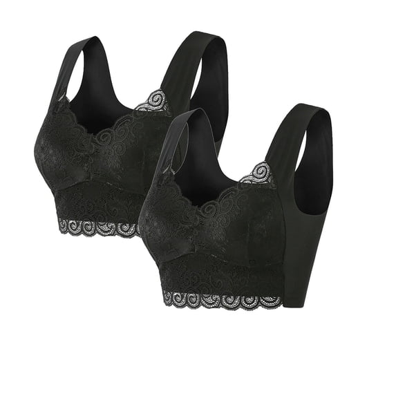 cfhntfmh Wirefree Bras for Women Lace Wide Strap Full Coverage Bralettes High Support Plus Size Everyday Underwear