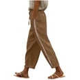 thumbnail image 1 of cfhntfmh Women Casual Lightweight Pants Drawstring Lace Side Eyelet Pants with Pockets Trendy Cropped Beach Pants, 1 of 6