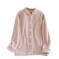 thumbnail image 1 of cfhntfmh Women Fluffy Pajama Tops Plush Button down Sleepwear Long Sleeve Warm Winter Coat Solid Ribbed Fuzzy Fleece Jacket（Pink,X-Large), 1 of 3