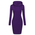 thumbnail image 1 of cfhntfmh Women Hoodie Dress Long Sleeve Solid Pocket Knee Length Slim Pullover Dresses Casual Sweatshirt Fall Clothes for Women, 1 of 4