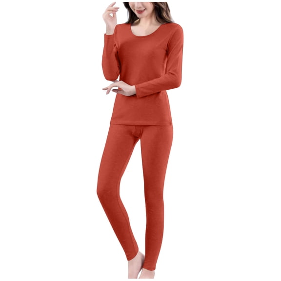 XuJwPNcy Women Lightweight Thermal Underwear Sets Fall Winter Stretchy 2 Piece Pajamas Lounge Basic Layer Set（Wine,Medium)