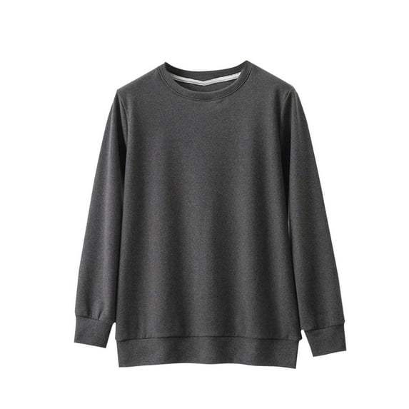cfhntfmh Women Long Sleeve Thermal Shirt Fleece Lined Undershirt Loose Soft Base Layer Tops for Women Cold Weather Sleepwear(Dark Gray,Large)