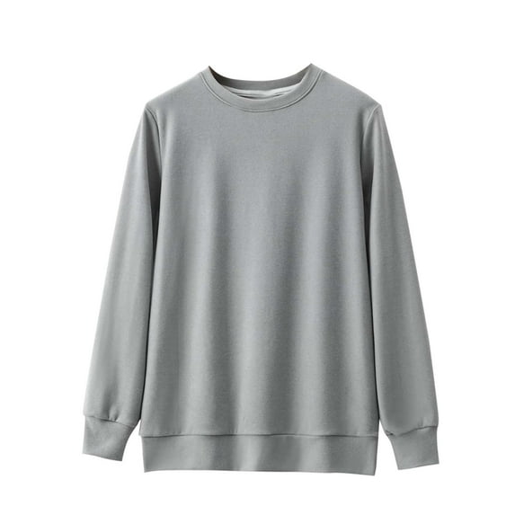 cfhntfmh Women Long Sleeve Thermal Shirt Fleece Lined Undershirt Loose Soft Base Layer Tops for Women Cold Weather Sleepwear(Gray,X-Large)