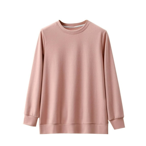 cfhntfmh Women Long Sleeve Thermal Shirt Fleece Lined Undershirt Loose Soft Base Layer Tops for Women Cold Weather Sleepwear(Pink,X-Large)