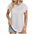 thumbnail image 1 of cfhntfmh Women Lounge Tops Baggy Short Sleeve Crewneck Tops Ribbed Summer Beach Comfy Solid Color Basic T-Shirts, 1 of 4
