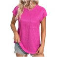 thumbnail image 1 of cfhntfmh Women Lounge Tops Baggy Short Sleeve Crewneck Tops Ribbed Summer Beach Comfy Solid Color Basic T-Shirts, 1 of 4