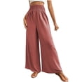 thumbnail image 1 of cfhntfmh Women Plsu Size Palazzo Pants Summer Boho Wide Leg High Waist Casual Lounge Pant Beach Vacation Outfits, 1 of 3