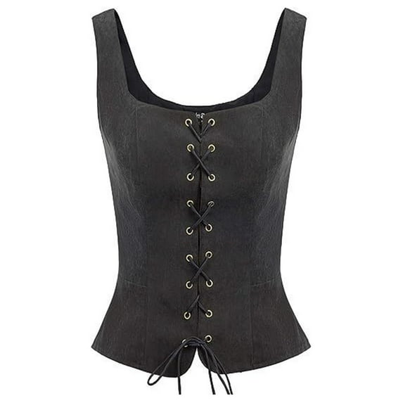 cfhntfmh Women Renaissance Corset Vest Square Neck Sleeveless Corset Top Medieval Vintage Corset Vest Women Fall Clothes