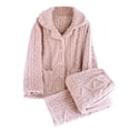 thumbnail image 1 of cfhntfmh Women' S Fluffy Pajamas Set Fleece Button down Pullover Wide Leg Pants Loose Plush Sleepwear 2 Piece Pjs Set Warm Loungewear, 1 of 7