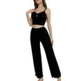 thumbnail image 1 of cfhntfmh Women's 2 Piece Pajama Set Lace Trim Button Front Cami Top and Elastic Waisted Pants Pajama Sets Soft Comfy Sleepwear, 1 of 6