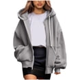thumbnail image 1 of cfhntfmh Women's Fall Hoodies Sweatshirt Casual Long Sleeve Zip up Outwear Loose Fashion Fleece Jackets with Pockets, 1 of 6