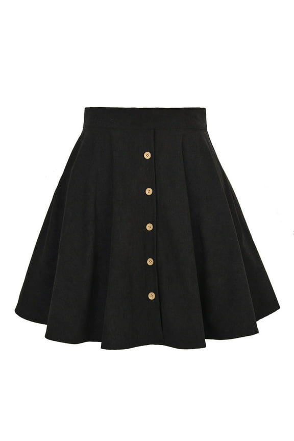 Women's Button Up Flare A-Line Corduroy Skater Mini Skirt High Waist Pleated Short Skirts for Women Skirts for Women