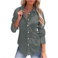 thumbnail image 1 of cfhntfmh Women's Button down Shirts Casual Long Sleeve Dress Shirts Comfy Collared Work Office Solid Blouses Tops, 1 of 7