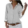 thumbnail image 1 of cfhntfmh Women's Button down Shirts Lounge Striped Print Long Sleeve Collared Blouses Fall Loose Work Tops, 1 of 4
