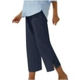 thumbnail image 1 of cfhntfmh Women's Capris Casual Summer Lounge Capri Pants Loose Straight Leg Crop Pants Trousers with Pockets, 1 of 7