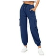 thumbnail image 1 of cfhntfmh Women's Cargo Sweatpants Plus Size Fleece Athletic Joggers with Pockets Cinch Bottom Elastic Drawstring Pants, 1 of 7