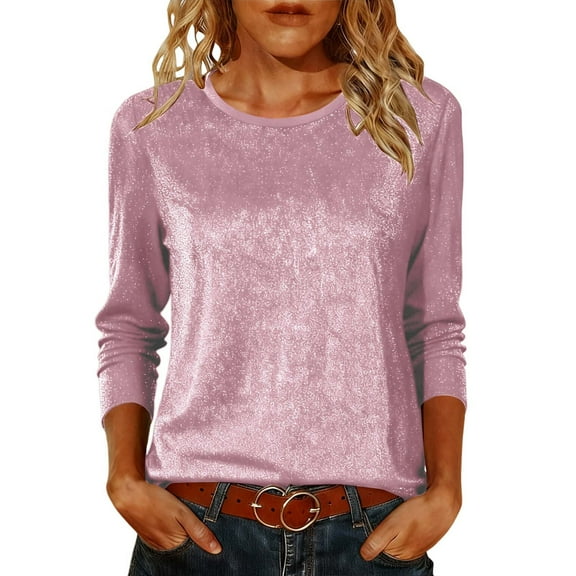 cfhntfmh Women's Casual 3/4 Sleeve T-Shirt Christmas Tunic Tops Dressy Trendy Basic Tees Blouses Loose Fit Crewneck Pullover