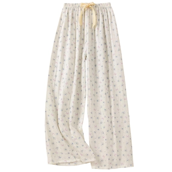 cfhntfmh Women's Comfy Casual Pajama Pants with Drawstring Spring Summer Lounge Bottom Wide Leg Pajama Pants