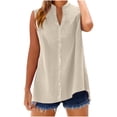 thumbnail image 1 of cfhntfmh Women's Cotton Linen Button down Tank Tops Lightweight Breathable Summer Sleeveless Blouses Plus Size Fashion Clothes, 1 of 7