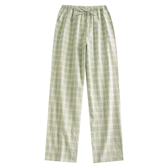 cfhntfmh Women's Cotton Pajama Pants Lightweight Sleep Lounge Bottoms Plaid Elastic Waist Drawstring Sleepwear with Pockets