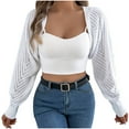 thumbnail image 1 of cfhntfmh Women's Crochet Cardigan Sweater Long Sleeve Open Front Lightweight Boho Cover up Summer Knit Cardigans（White,X-Large), 1 of 7
