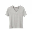 thumbnail image 1 of cfhntfmh Women's Cropped T-Shirts Short Sleeve V Neck Loose Fit Summer Tee Shirts Casual Plain Tops Trendy Clothes, 1 of 6