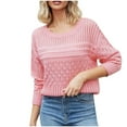 thumbnail image 1 of cfhntfmh Women's Fall Long Sleeve Sweaters Crochet Crew Neck Solid Color Knit Pullover Hollow out Sweater Tops（Red,Medium), 1 of 7