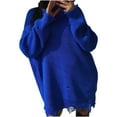 thumbnail image 1 of cfhntfmh Women's Fashion Oversized Sweater Knitted Sweaters Crewneck Long Sleeve Pullover Sweatshirt Dress（Blue,Medium), 1 of 5