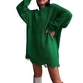 thumbnail image 1 of cfhntfmh Women's Fashion Oversized Sweater Knitted Sweaters Crewneck Long Sleeve Pullover Sweatshirt Dress（Green,X-Large), 1 of 5