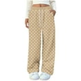 thumbnail image 1 of cfhntfmh Women's Flannel Pajama Pants Print Comfy Stretch Wide Leg Pj Bottoms Drawstring Lounge Pants for Women（Khaki,Small), 1 of 4