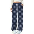 thumbnail image 1 of cfhntfmh Women's Flannel Pajama Pants Print Comfy Stretch Wide Leg Pj Bottoms Drawstring Lounge Pants for Women（Navy,Small), 1 of 4