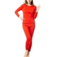 thumbnail image 1 of XuJwPNcy Women's Fleece Lined Thermal Underwear Set Long Sleeve Crew Neck Top Base Layer Pajama Set for Women Fall Winter Clothes（Red,Large), 1 of 3