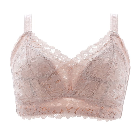 cfhntfmh Women's Floral Lace Bra No Underwire Adjustable Straps Breathable Bras Lightweight Push up Everyday Bralette