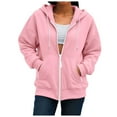 thumbnail image 1 of cfhntfmh Women's Full Zip up Hoodie Fleece Lined Long Sleeve Hooded Sweatshirts with Pockets Warm Jacket Coat for Women（Pink,XX-Large), 1 of 6